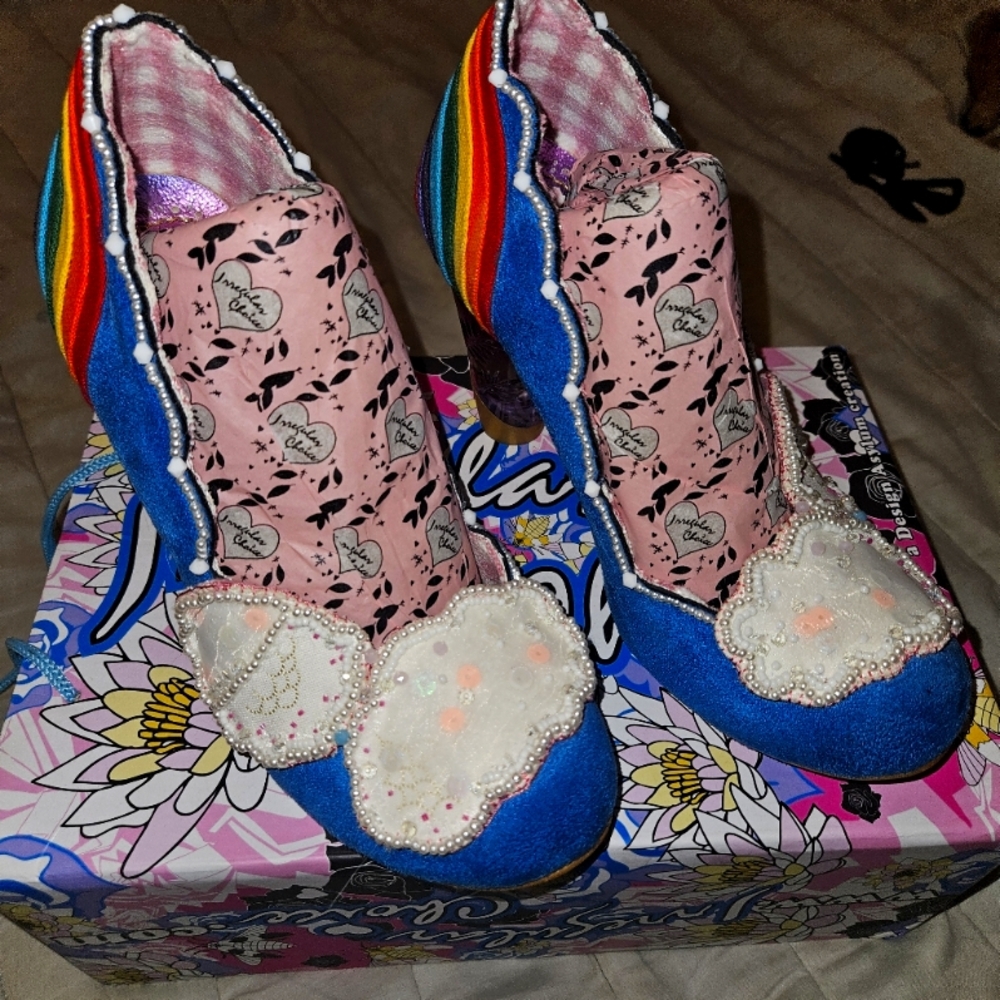 Irregulqr Choice Blue Cloud Rainbow Heels